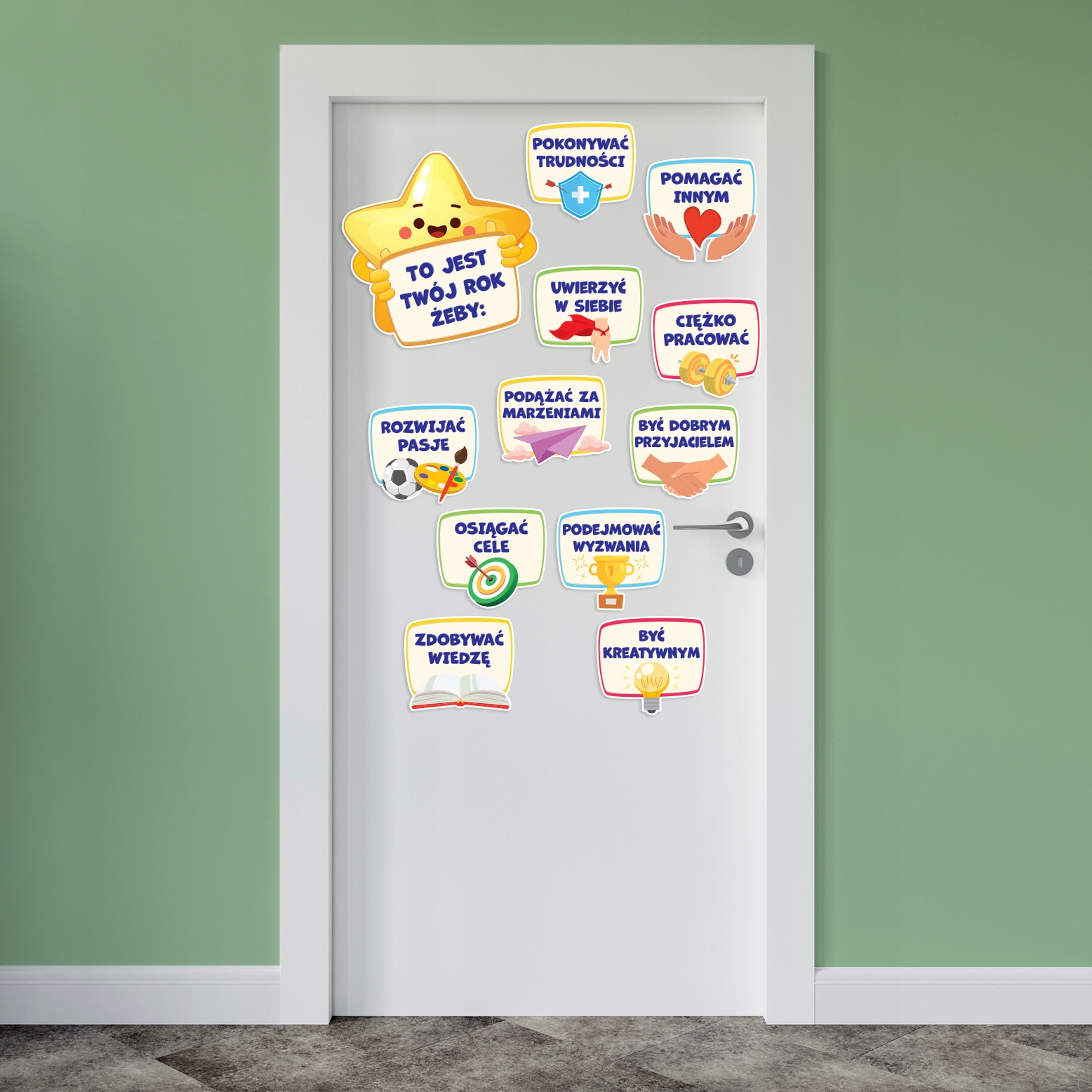 DEKORACJA SZKOLNA OZDOBA NA DRZWI - TO JEST TWÓJ ROK ŻEBY... (jednostronna) Marka LearnHow