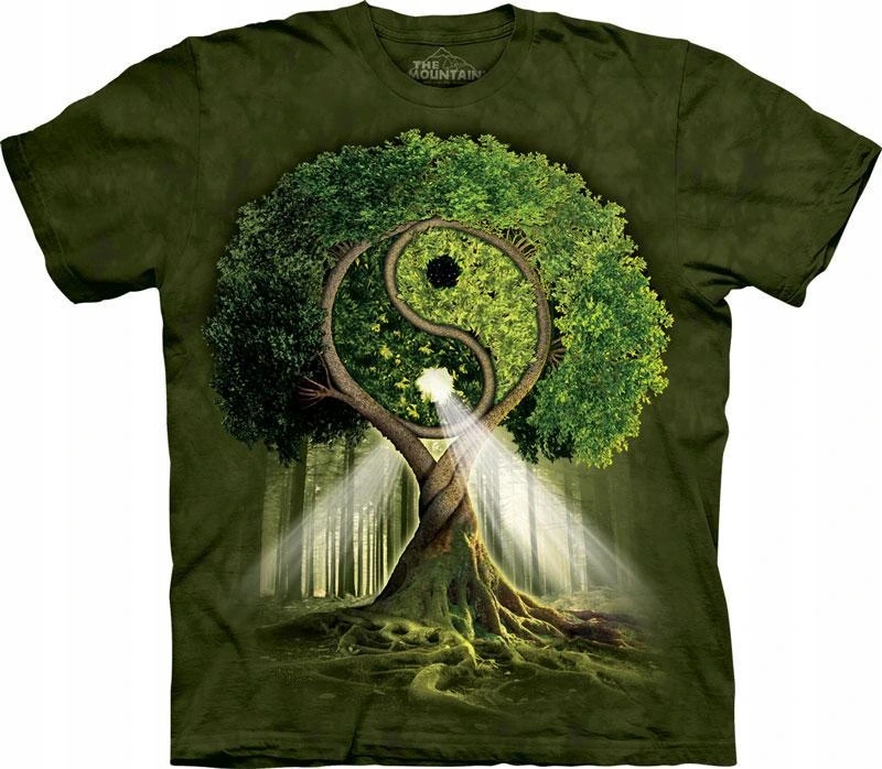 Pánské batikované triko The Mountain Yin Yang Tree zelené L
