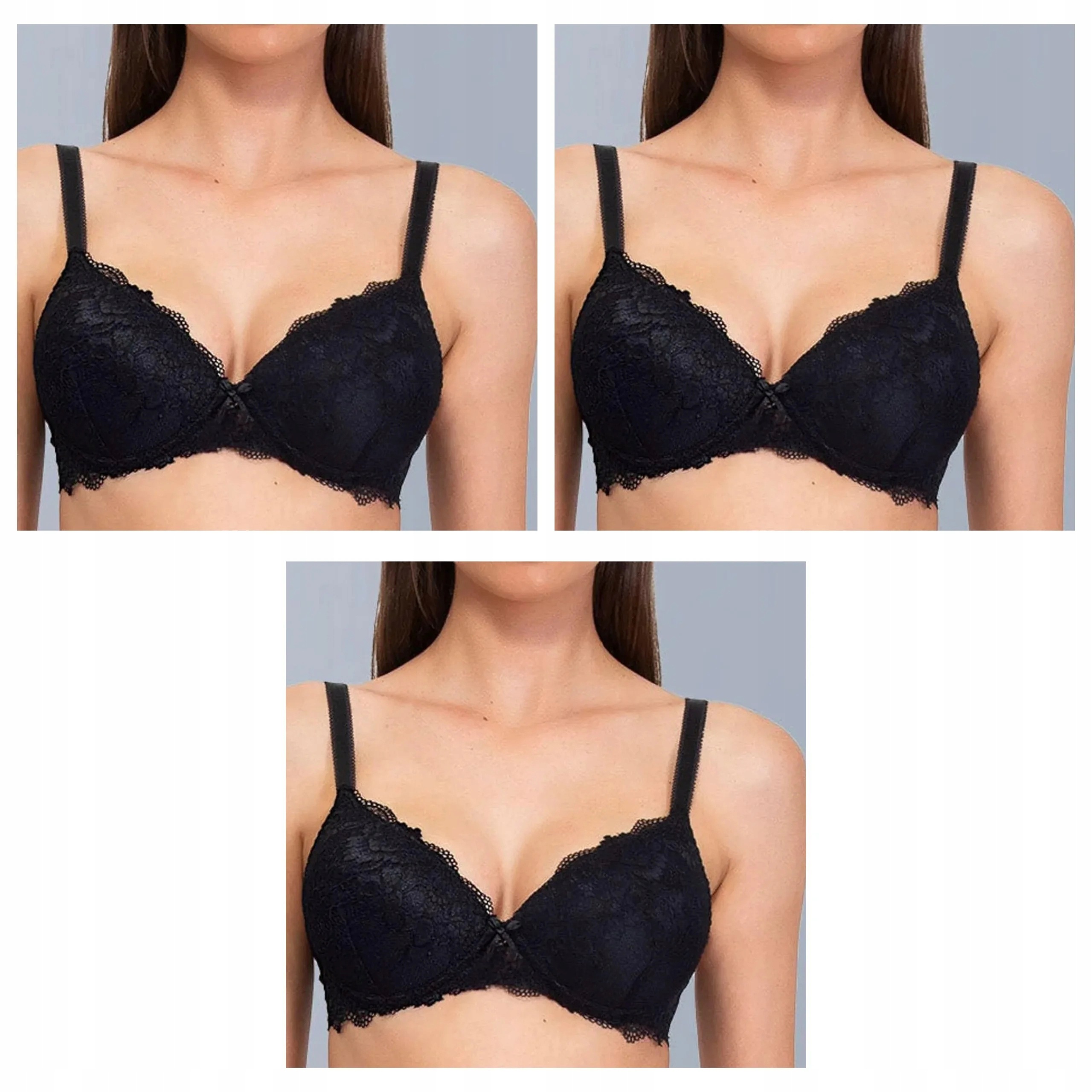 Sada 3 podprsenek Sielei Wonder Lace 2446 černá 80B