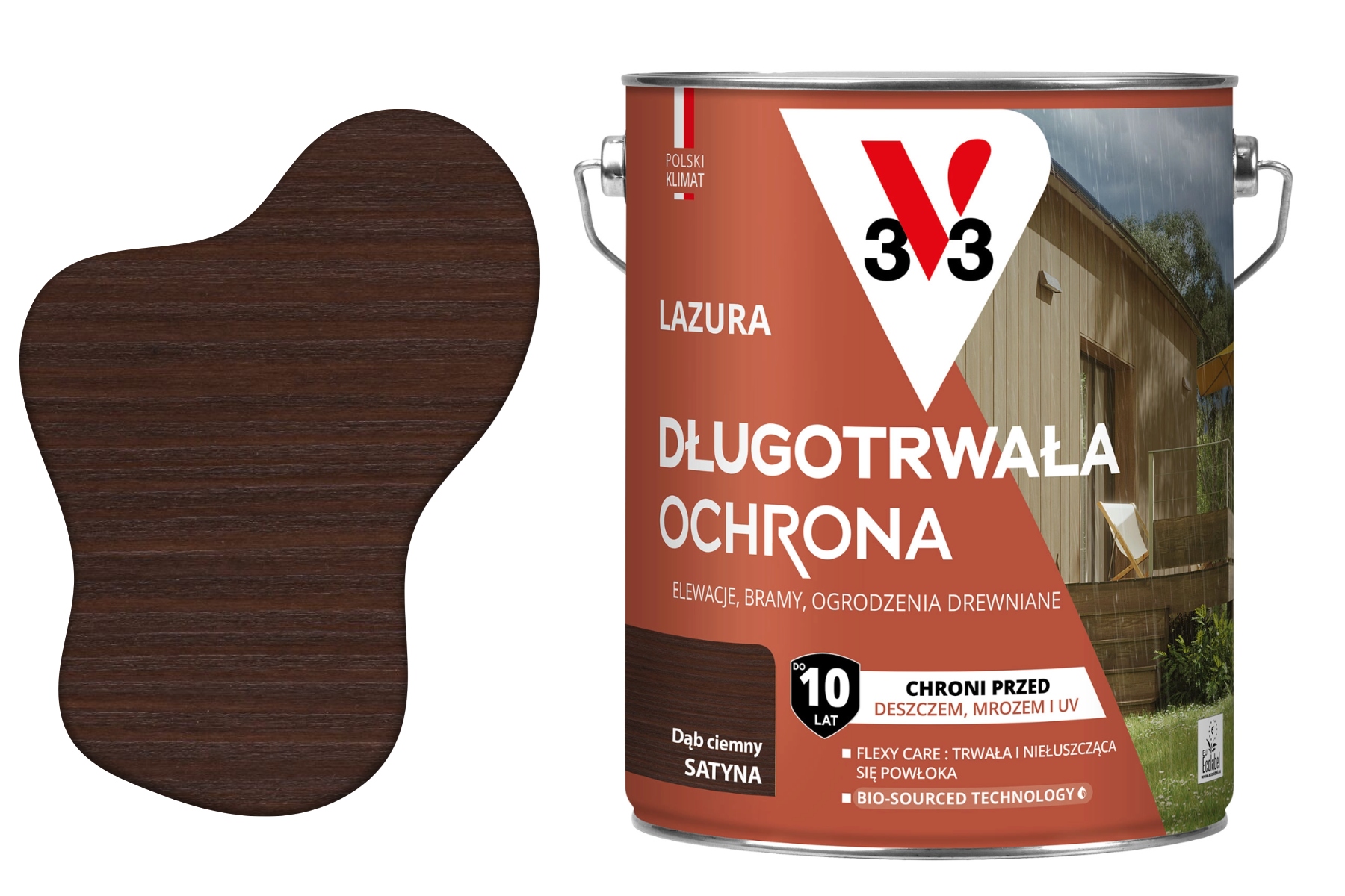 Lazúra 10 rokov ochrany tmavý dub satén 4.5 l V33
