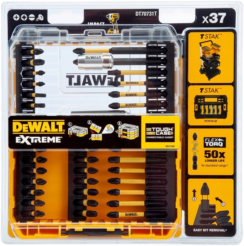 Zestaw bitów DeWalt ToughCase+ /tstak bity udarowe Extreme FlexTORQ 37 sz