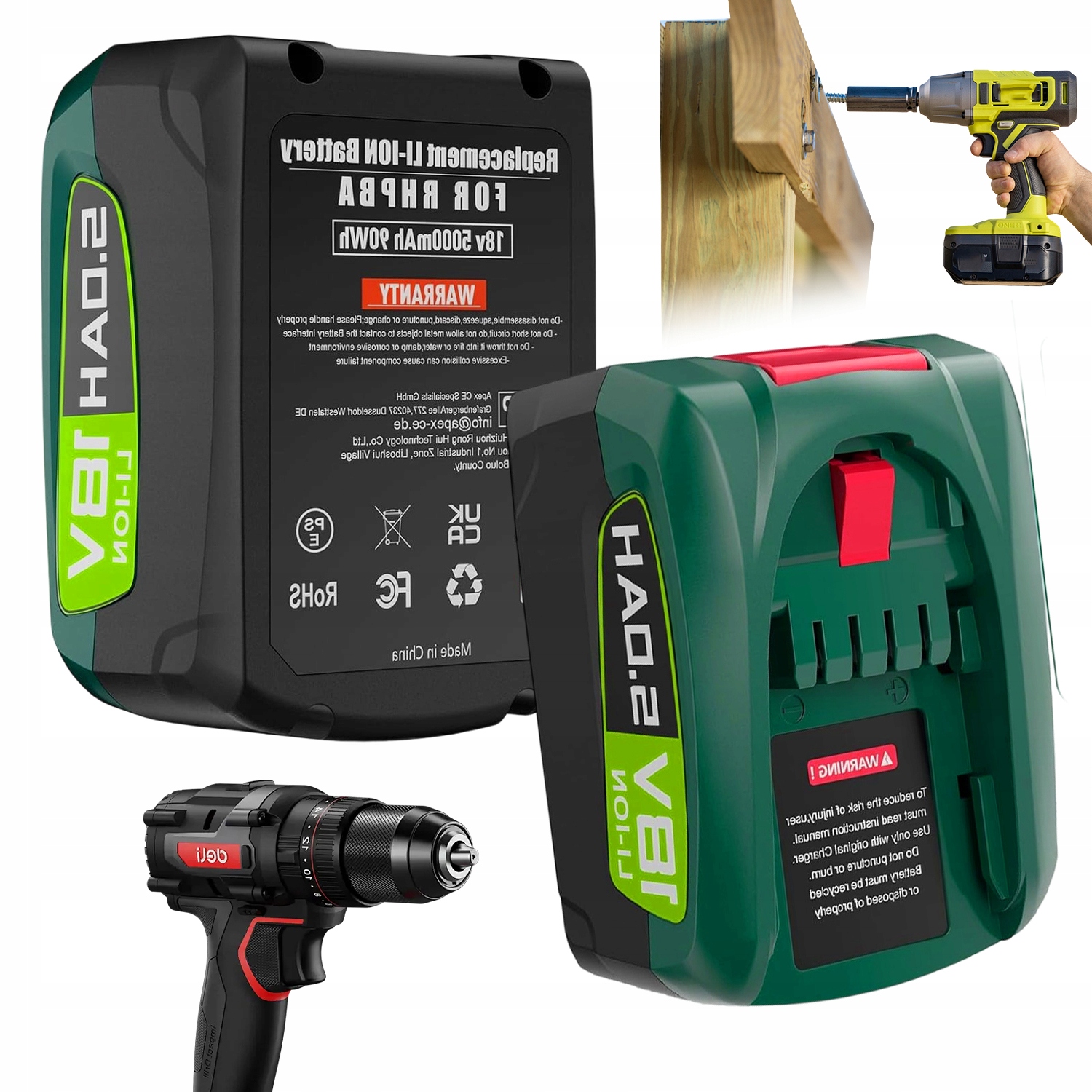 Akumulátor Náhradní Baterie 2KS 5000 Mah 18 V 5 A Pro Bo/sch Gloria Gardena