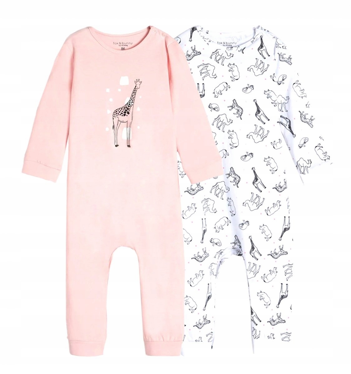 

Pajacyki 2pack 100% Bawełna Zwierzątka R.80