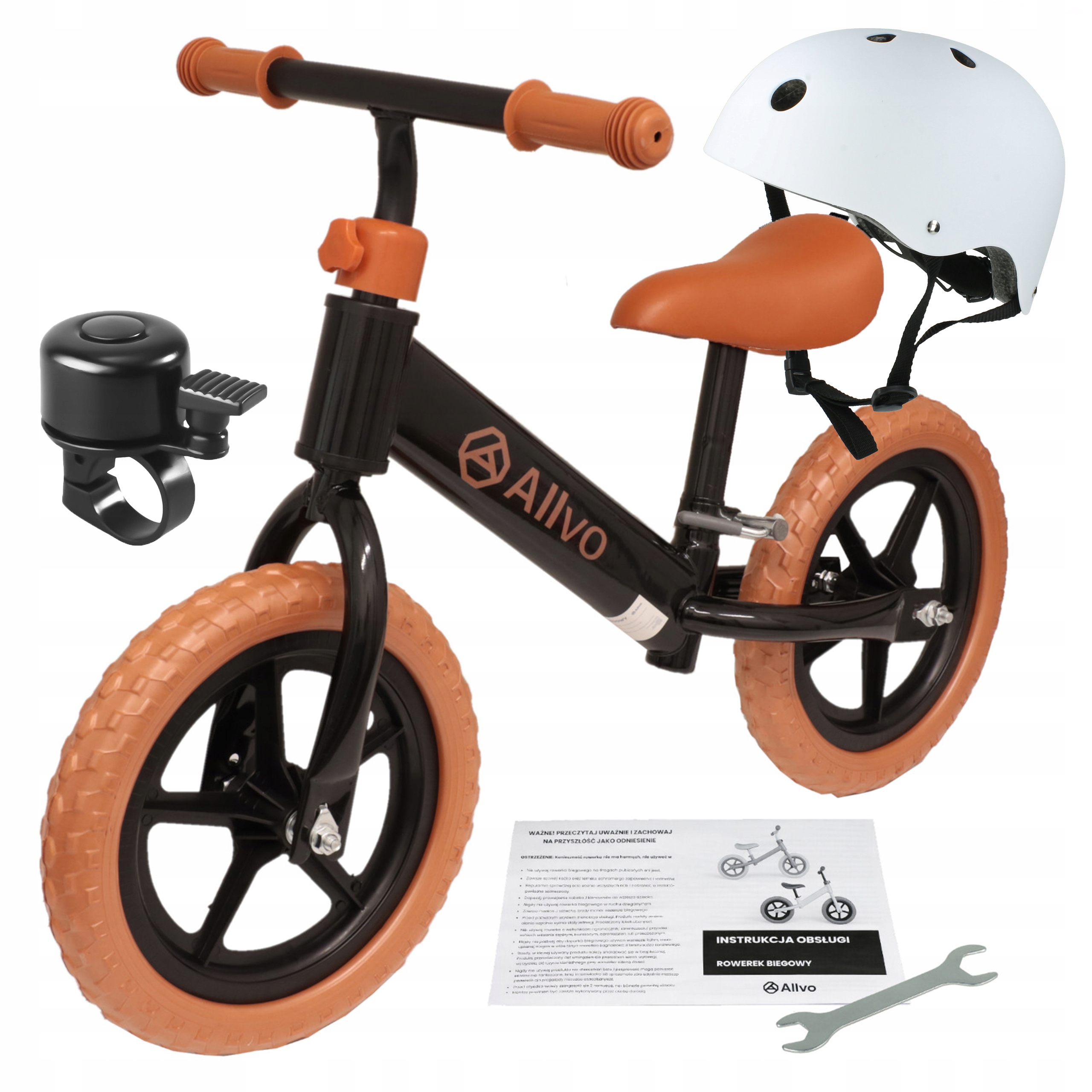 Sportowy rowerek biegowy dla dzieci dla 2 latka zestaw 3w1 kask dzwonek