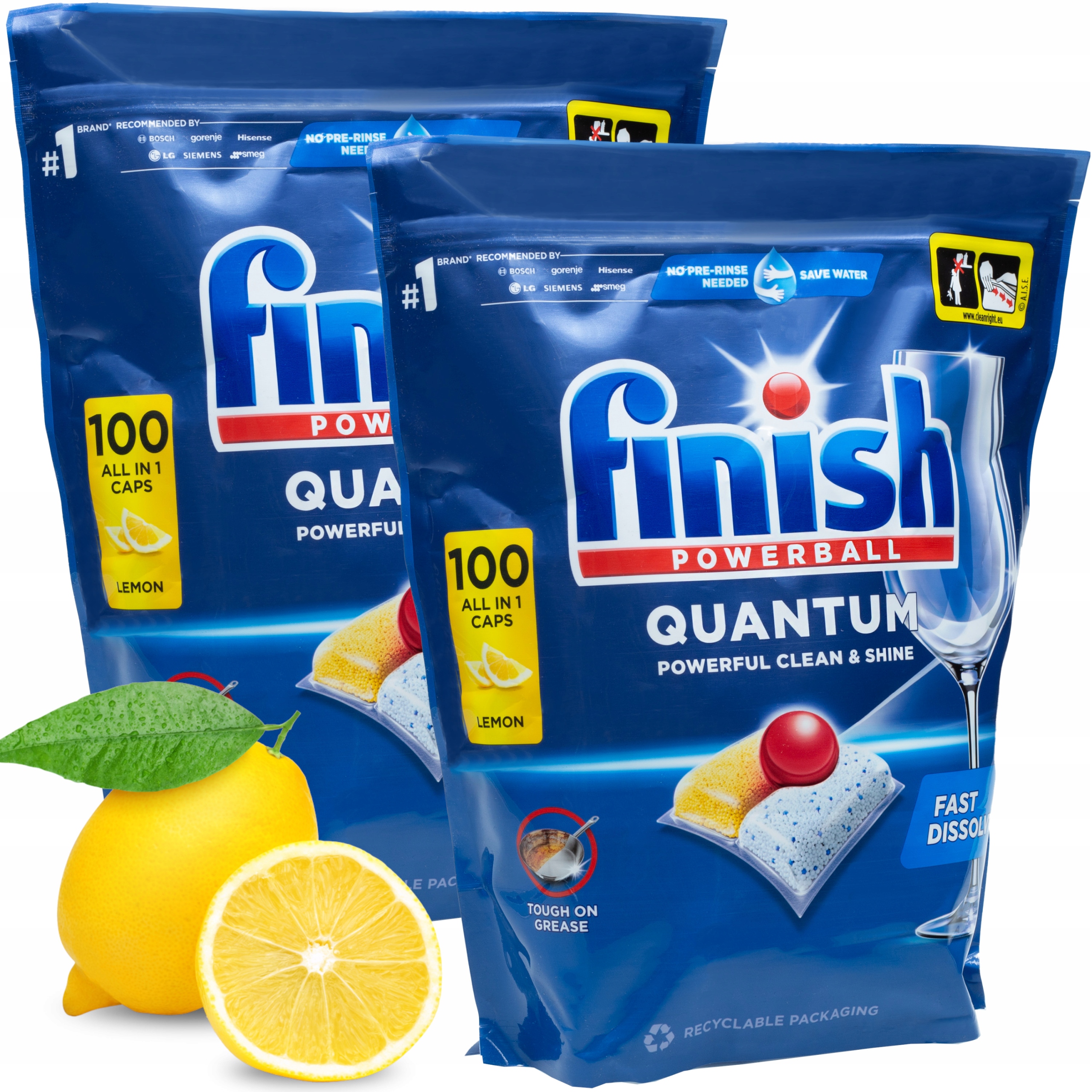 Levně Kapsle do myčky Finish Quantum All in 1 citronové 2x 100 ks