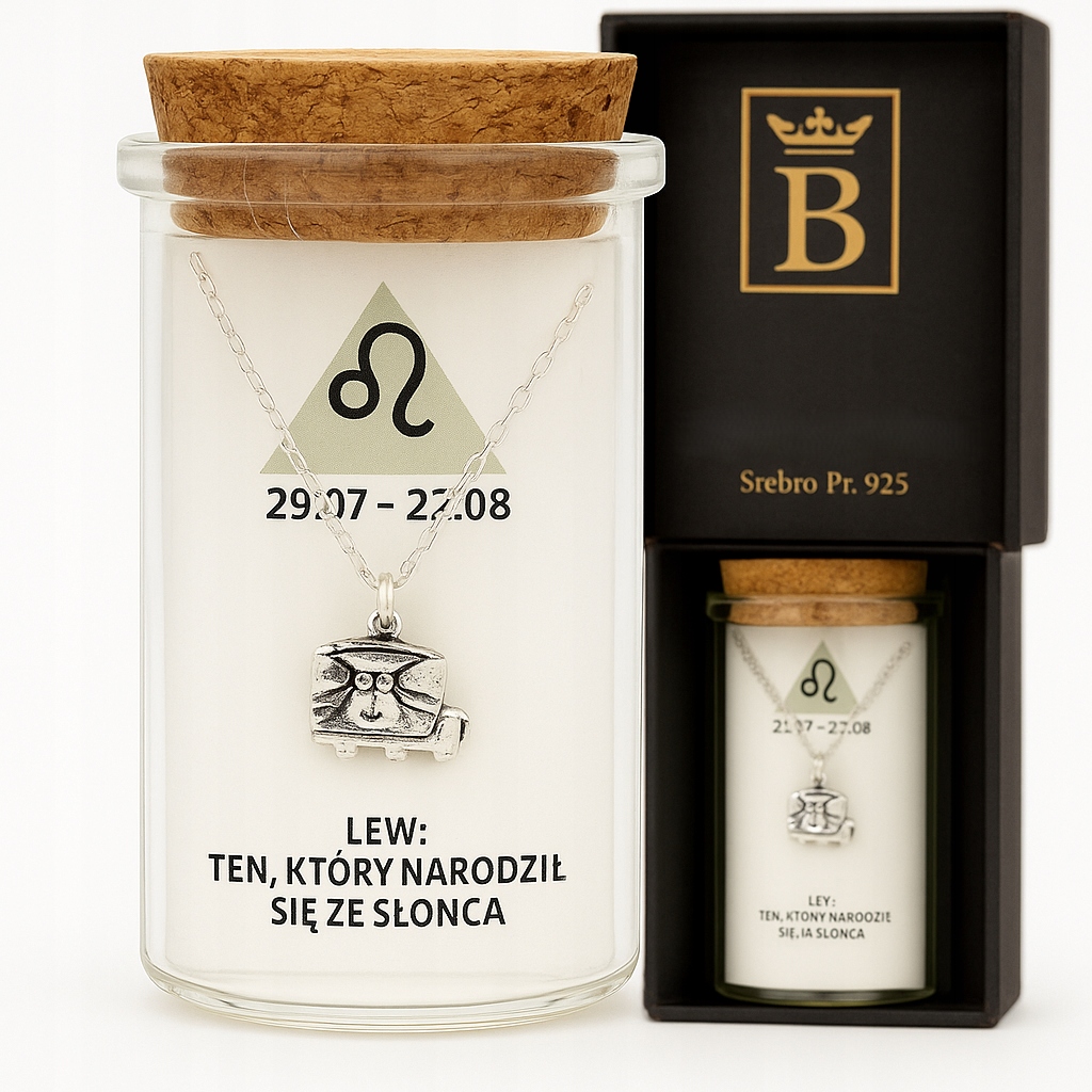 Stříbrný dámský náhrdelník v láhvi znamení zvěrokruhu lev stříbro o ryzosti 925