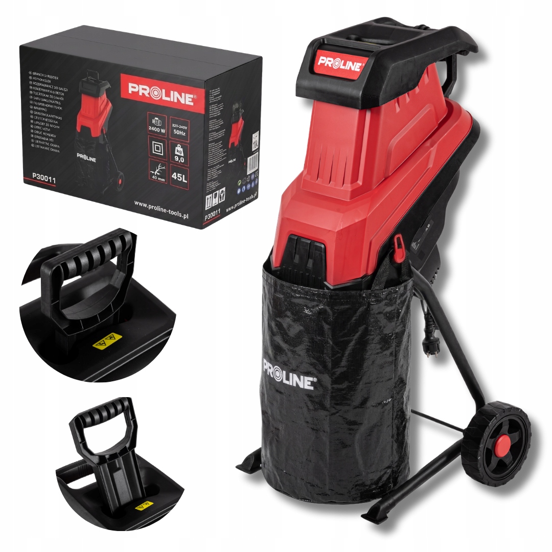 Rozdrabniacz Do Gałęzi 2400W, 40MM, Zbiornik 45L, Proline