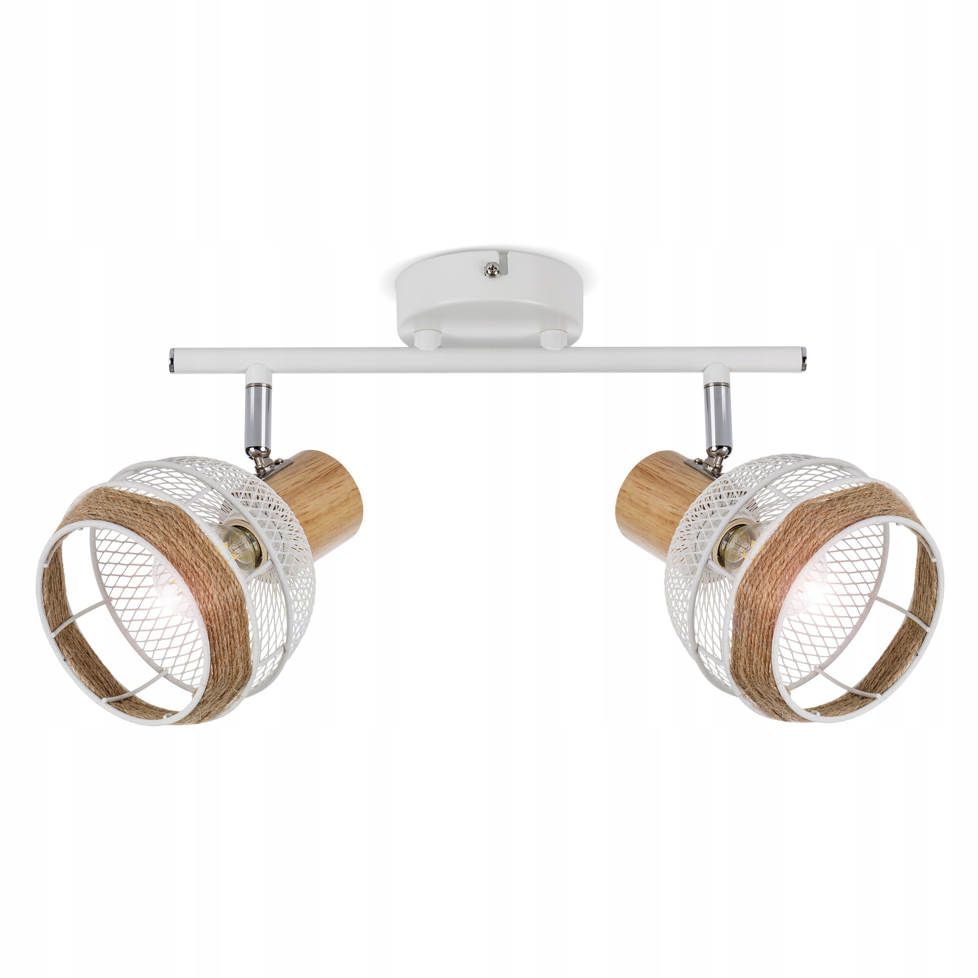 Lampa ścienna sufitowa LL Bima EL-2I E14 biała podwójna spot drewno