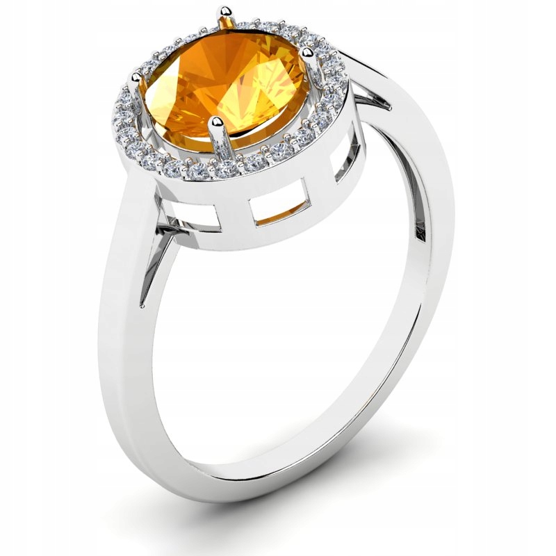 

Pierścionek Z Białego Złota Z Cytrynową Cyrkonią