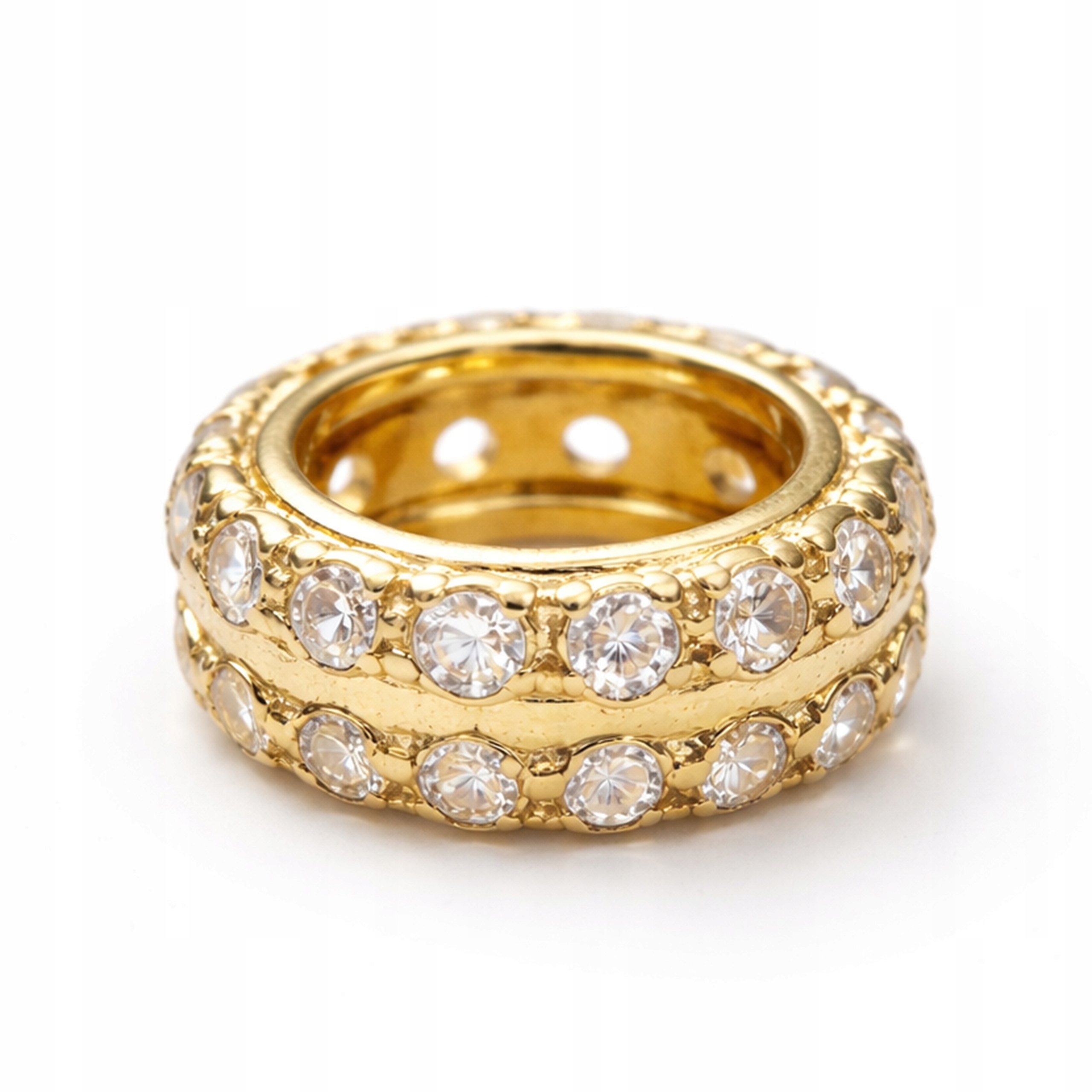 Zlatý beads 585 přívěsek s ringem a zirkony, přívěsek na náramky