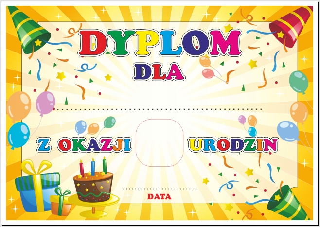 

Dyplom Urodzinowy dla dzieci (A4 gruby papier)