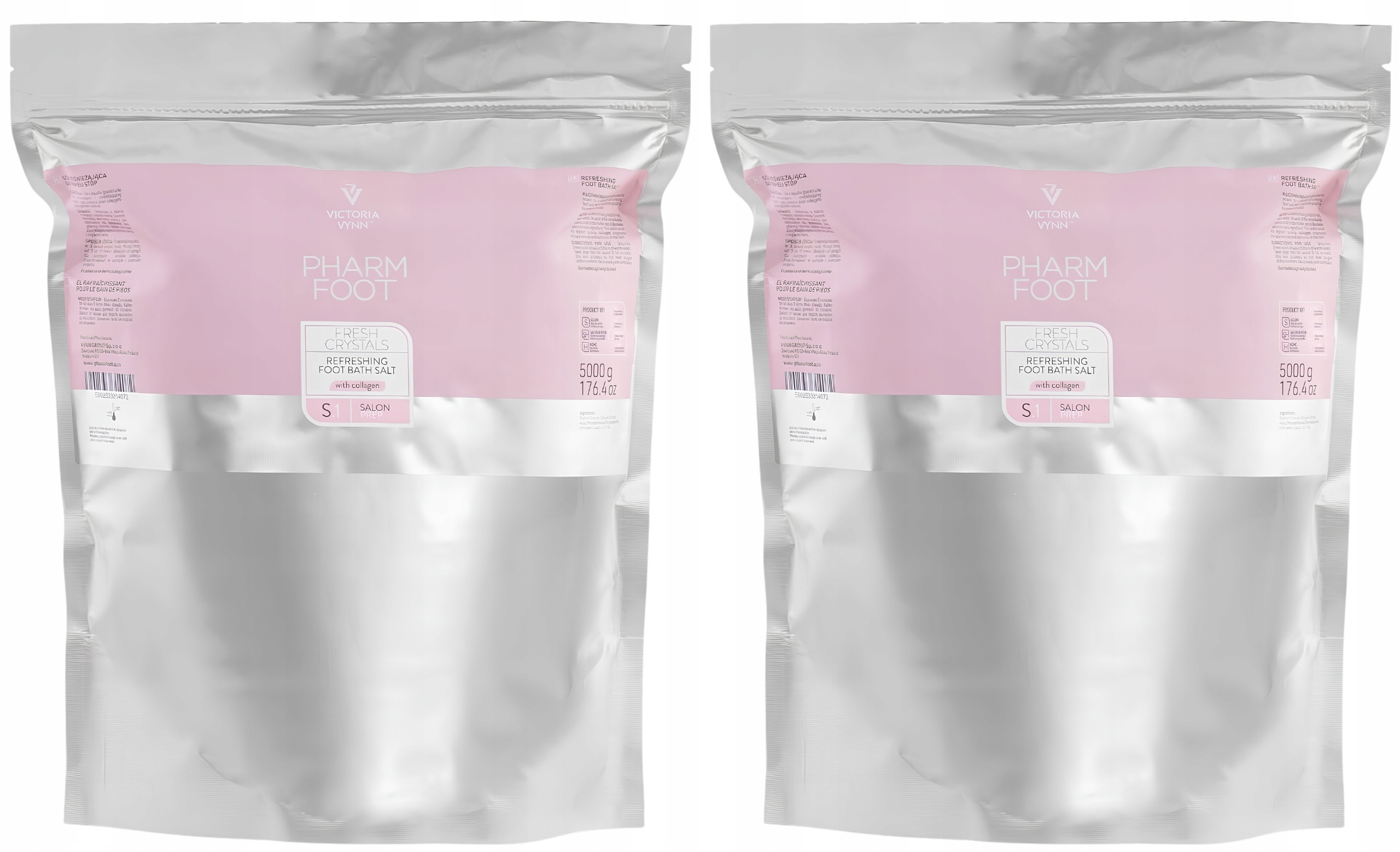 Sada 2 osvěžujících solí na nohy Fresh Crystals s kolagenem Pharm Foot