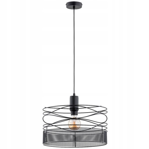 Industriální lustr Diuk Net Černý, kovové nepravidelné stínítko do haly