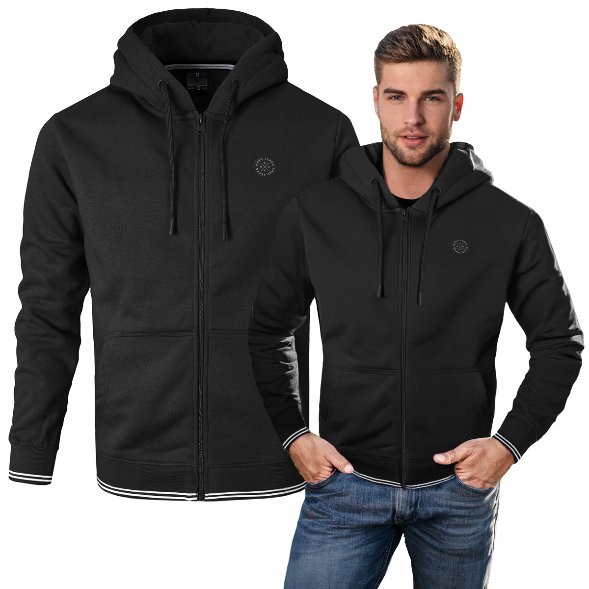 pánská mikina s kapucí , zateplená, Černá 3XL Pako Jeans