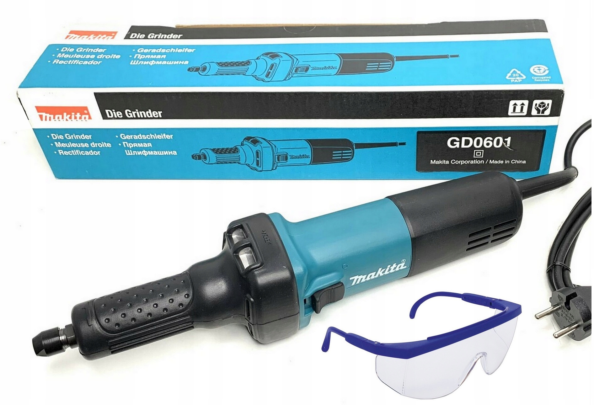 Makita GD0601 Szlifierka Prosta Trzpieniowa Palcowa 400W Okulary
