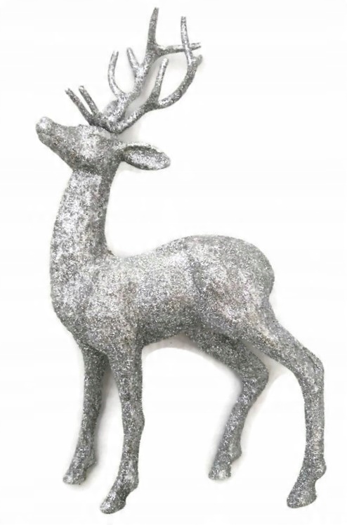 

Ozdoba figura Renifer jeleń święta Srebrny 25cm