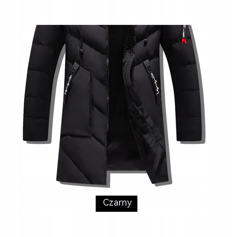 KURTKA ZIMOWA OCIEPLANA MĘSKA PARKA DŁUGA Z KAPTUREM Wypełnienie naturalne