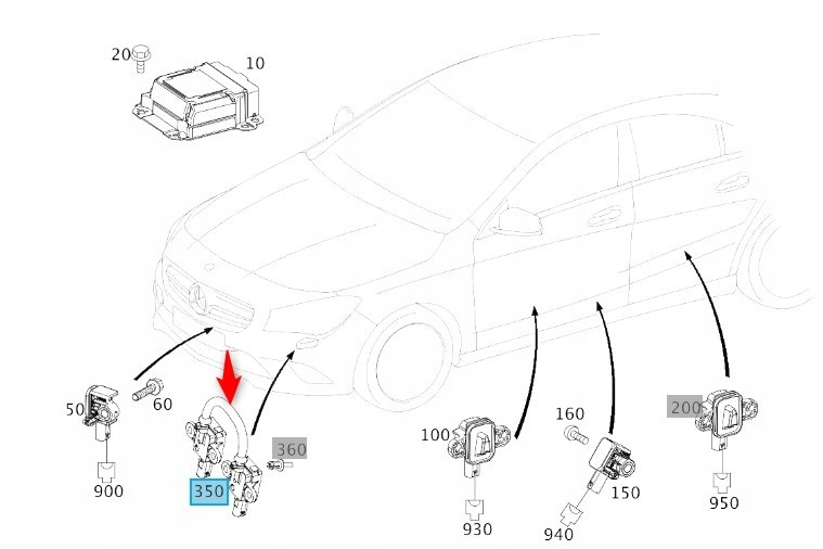 Senzor Ochrany Chodce Mercedes Cla A1179050902