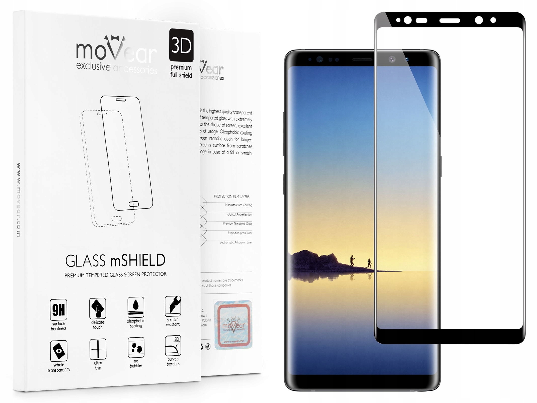 

Szkło Hartowane 3D do Samsung Note 8 Movear