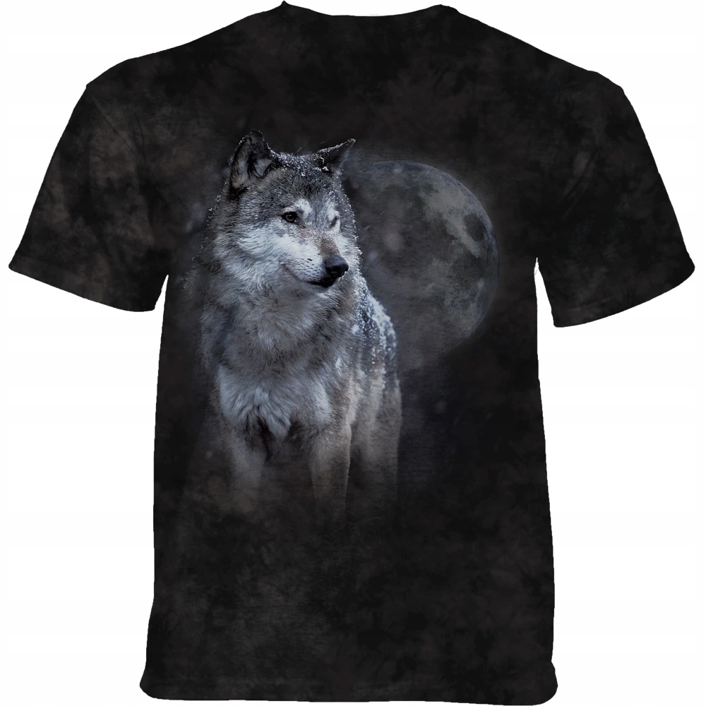 Pánské batikované triko The Mountain Winter's Eve Wolf vlci černé S