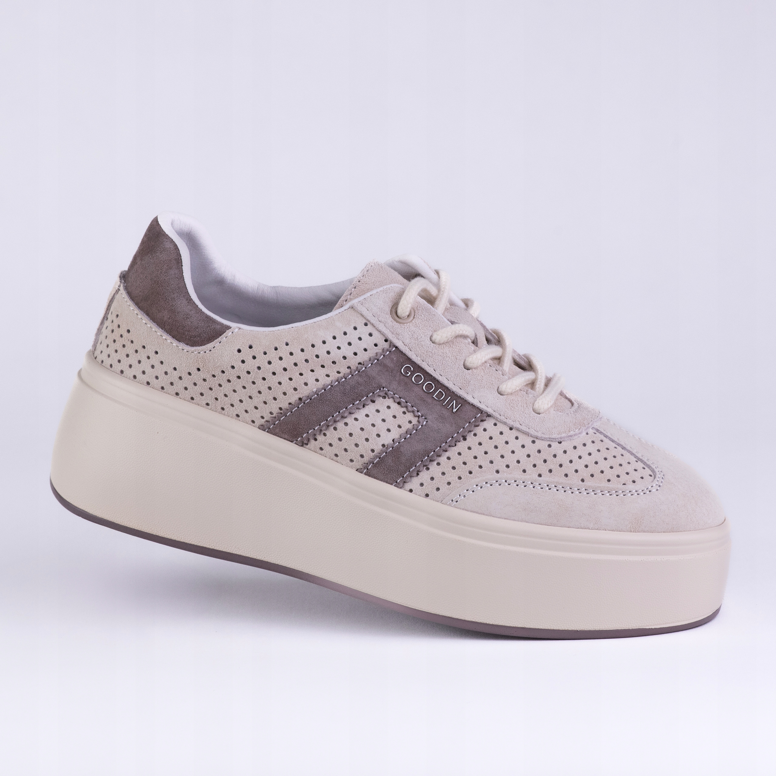 Dámské sportovní tenisky Goodin GD-XF-218 kůže semiš platforma béžová 38