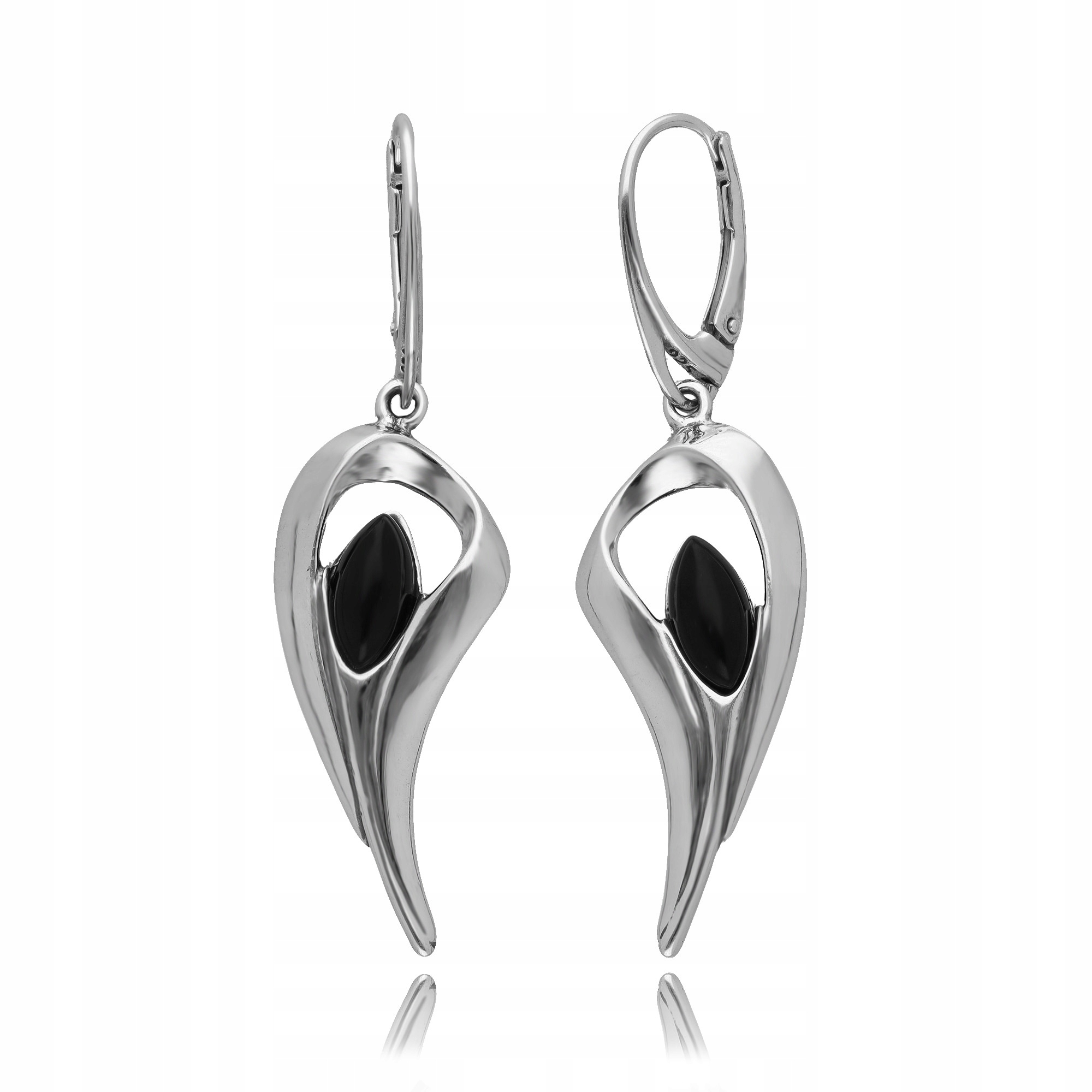 Stříbrné Náušnice Anglické S Oxidovaným Onyxem