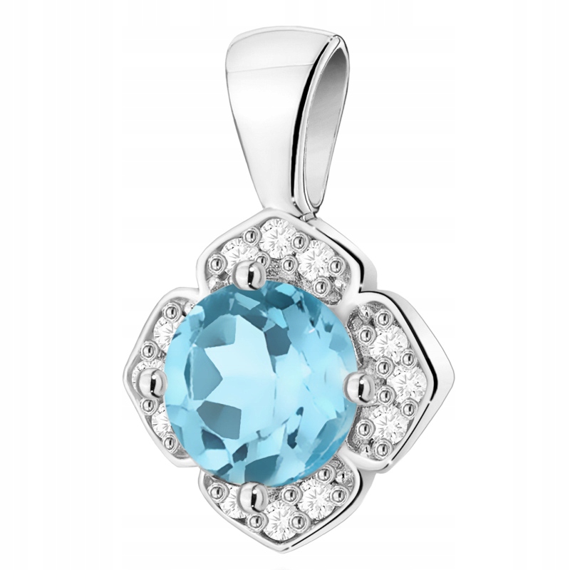Zlatý Přívěsek Přívěsek pr. 585 Květina Brilianty 0,06 ct a Topaz 0,50 ct