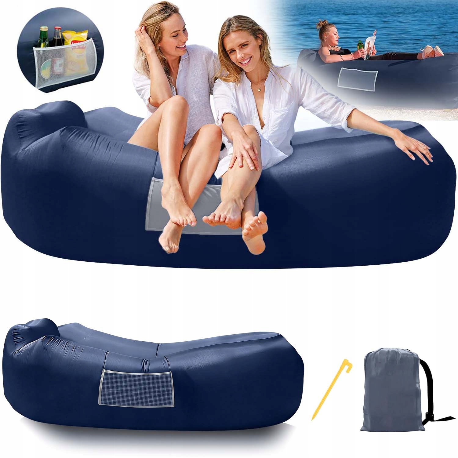 Nadmuchiwana Rozkładana Sofa Na Plażę XXL Lazy Bag Powietrzne Łóżko Z Torba