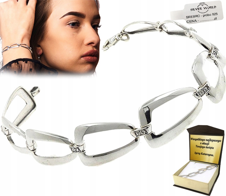 Dámský Stříbrný Náramek 925 S Zirkony Swarovski Stříbro 925 Gravírování