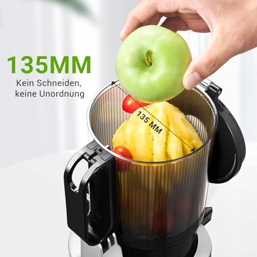 AMZCHEF Wolnoobrotowy Wyciskarka 250W 135MM Do Warzyw i Owoców 1,8L Srebrna — miniatura 3