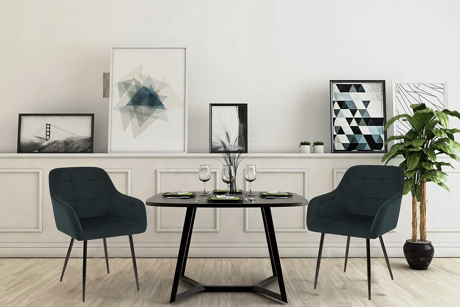 Zestaw 4 krzeseł do jadalni aksamit zielony Liczba krzeseł w zestawie 1