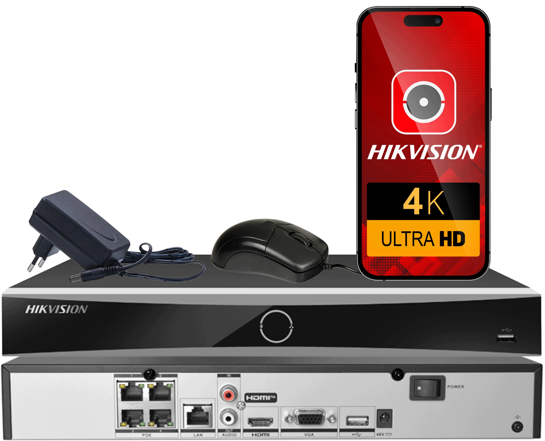 Ip rekordér DS-7604NXI-K1/4P 4xPoE 4CH Hikvision pro 12MPx Ai AcuSense