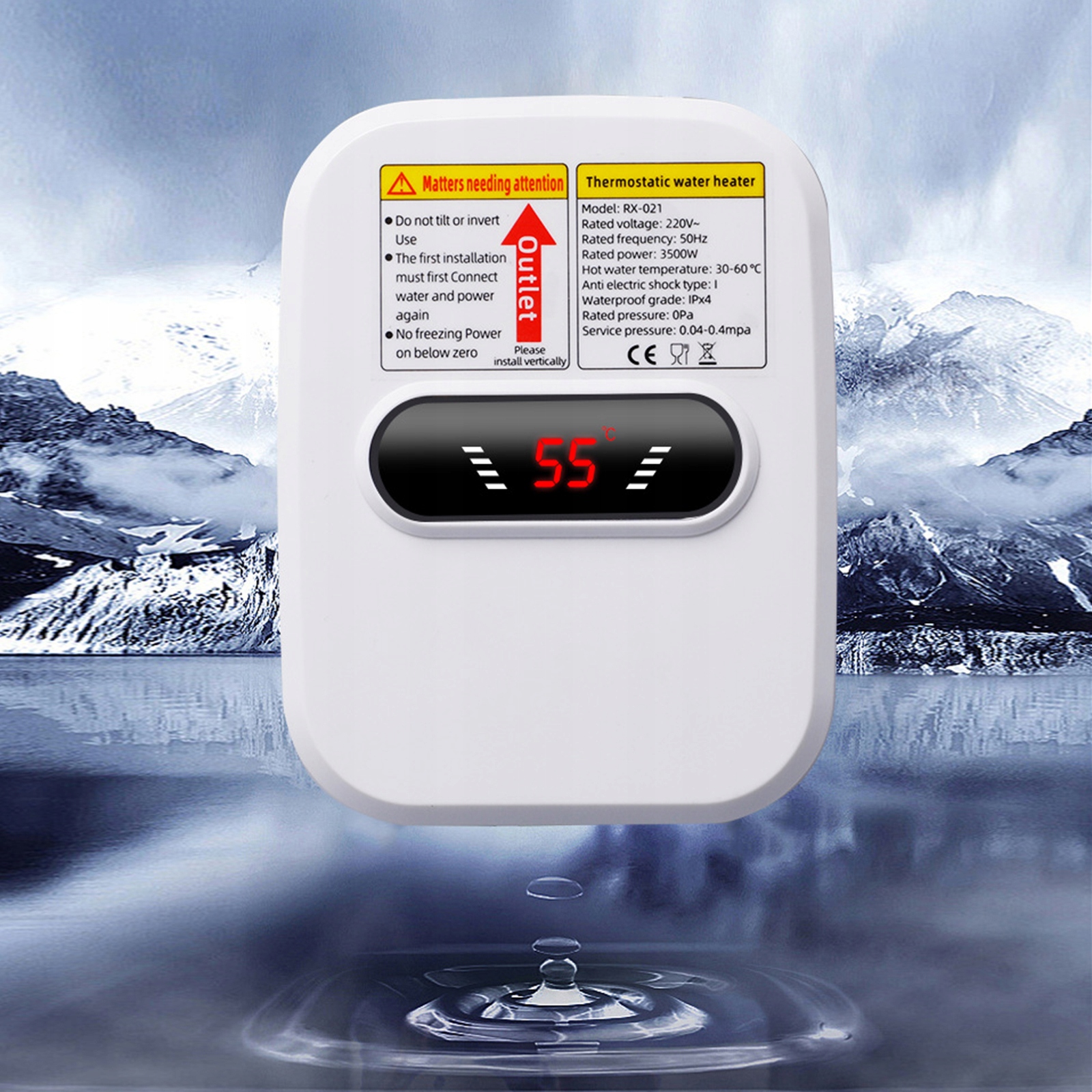 3500WMINI PRZEPŁYWOWY ELEKTRYCZNY PODGRZEWACZ WODY Moc 3500 W