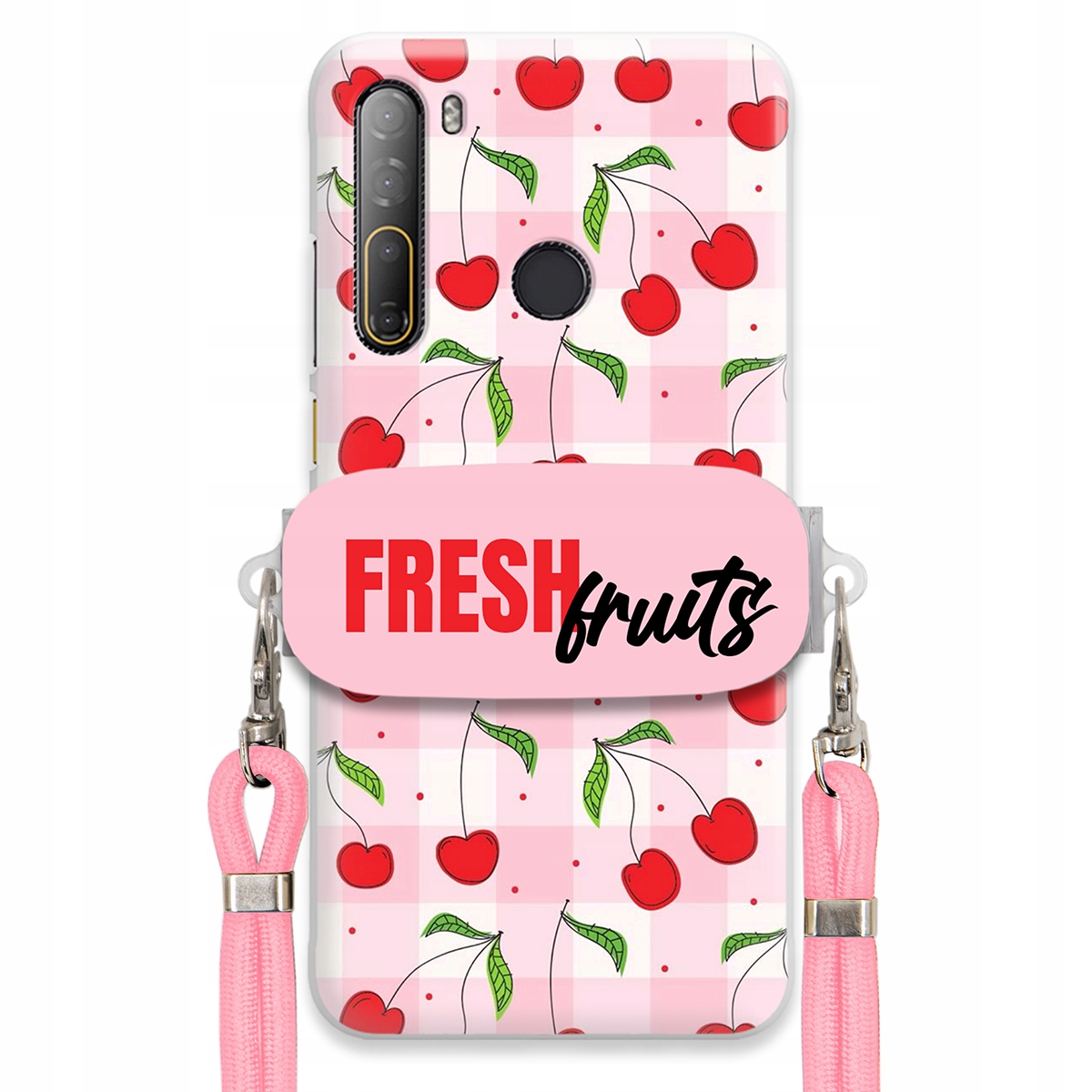 Pouzdro pro Htc Desire D20 Pro Case Držák Šňůrka Růžová Fresh Fruits Mřížka