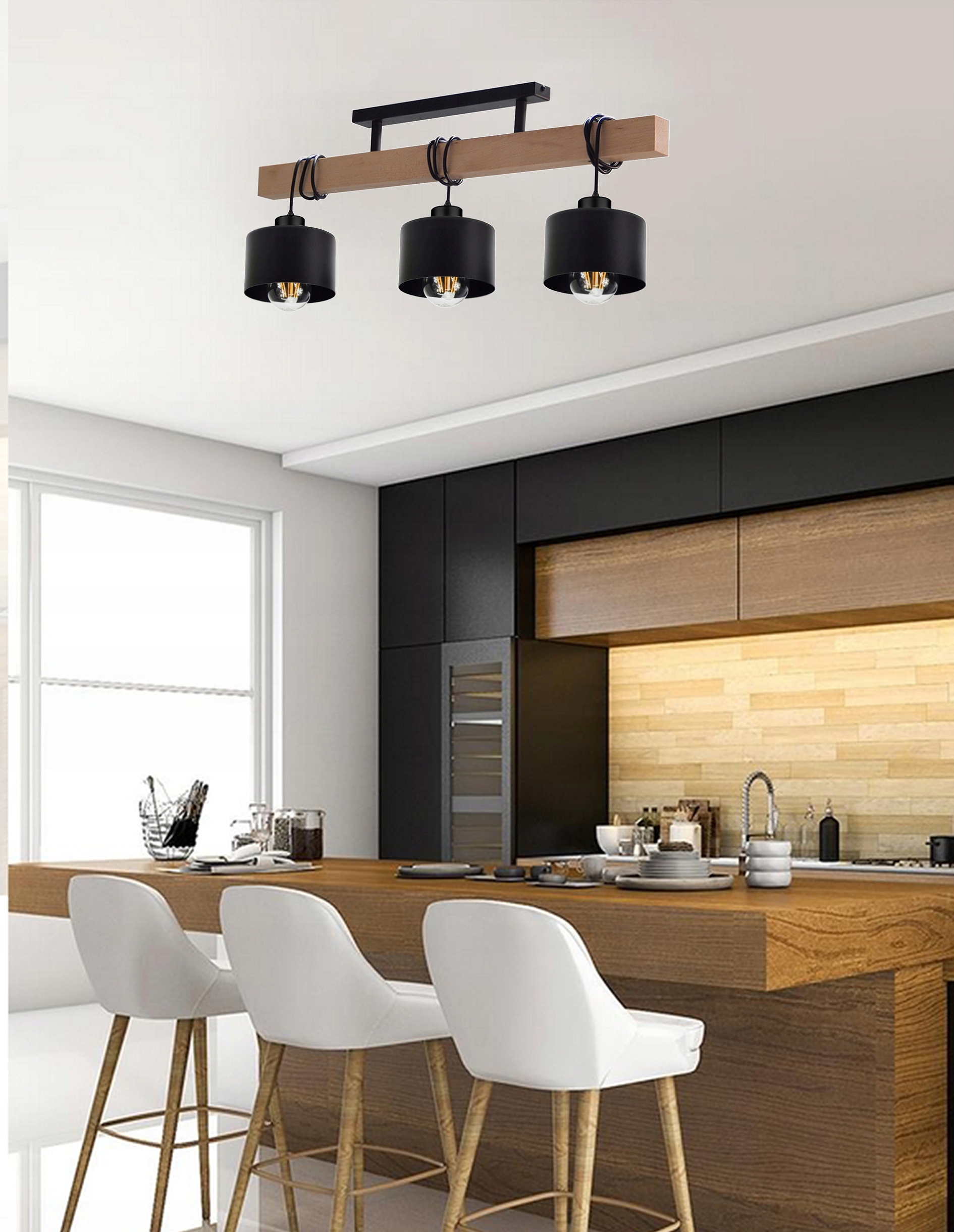 LAMPA PLAFON SUFITOWY ŻYRANDOL 015-3PL DREWNO LOFT E27 SALON SYPIALNIA HOL Marka Adex