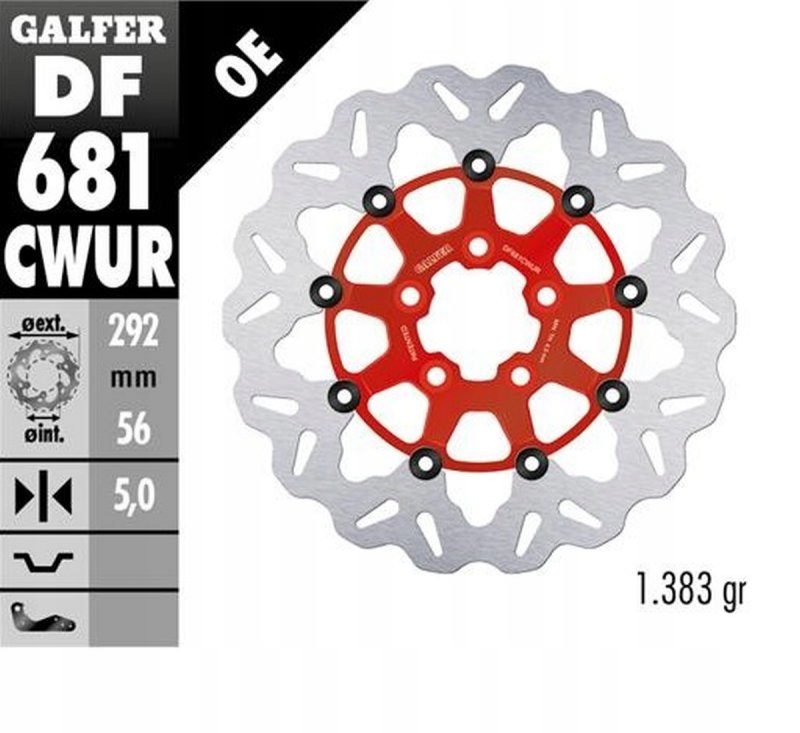 Galfer Brzdový Kotúč Zadný Harley-davidson (292X56X5) Plávajúci Červený