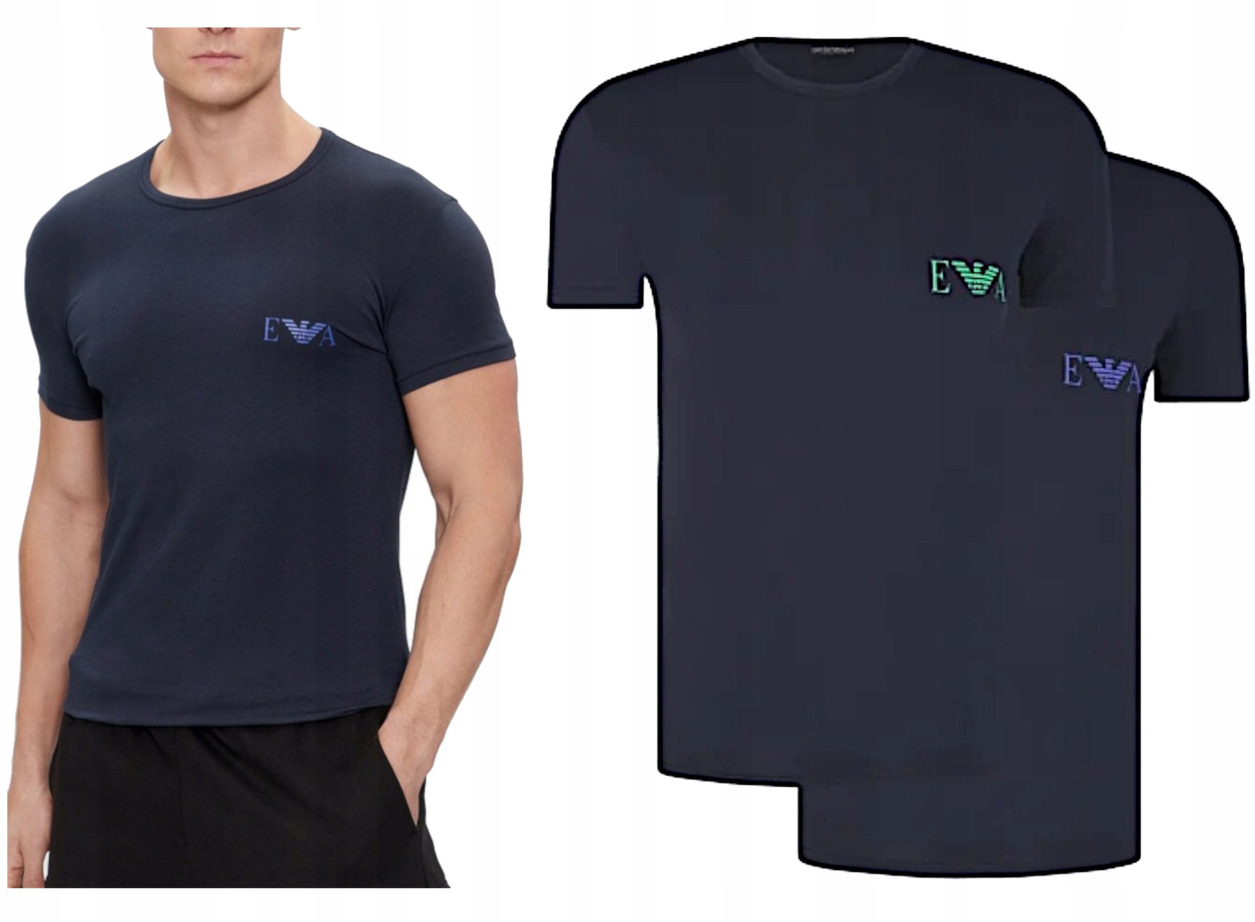 T shirt męski Emporio Armani zestaw 2 koszulek z bawełny Slim 2 pack L
