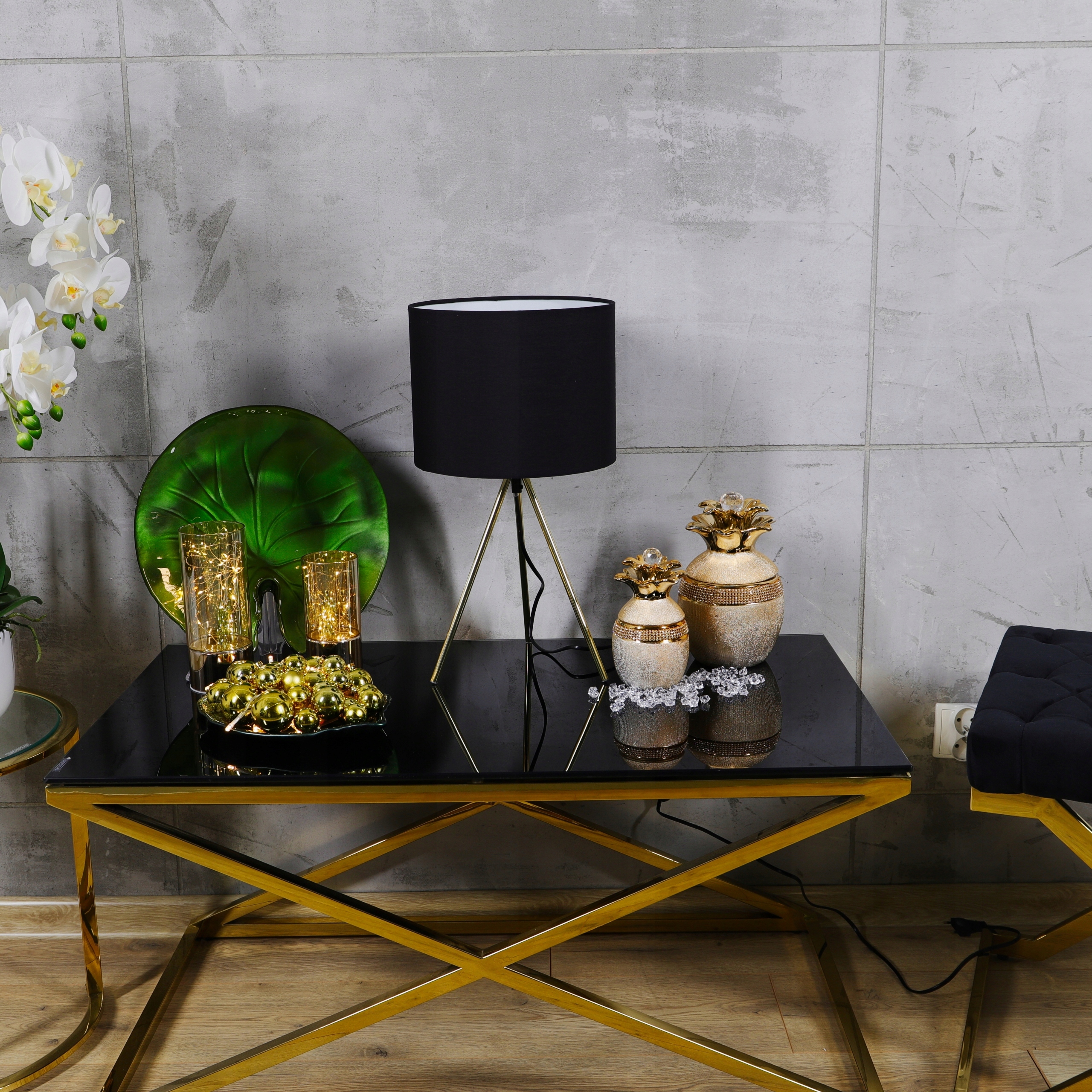 NOWOCZESNA LAMPKA NOCNA ZŁOTA LAMPA GLAMOUR Kolor odcienie żółtego i złota