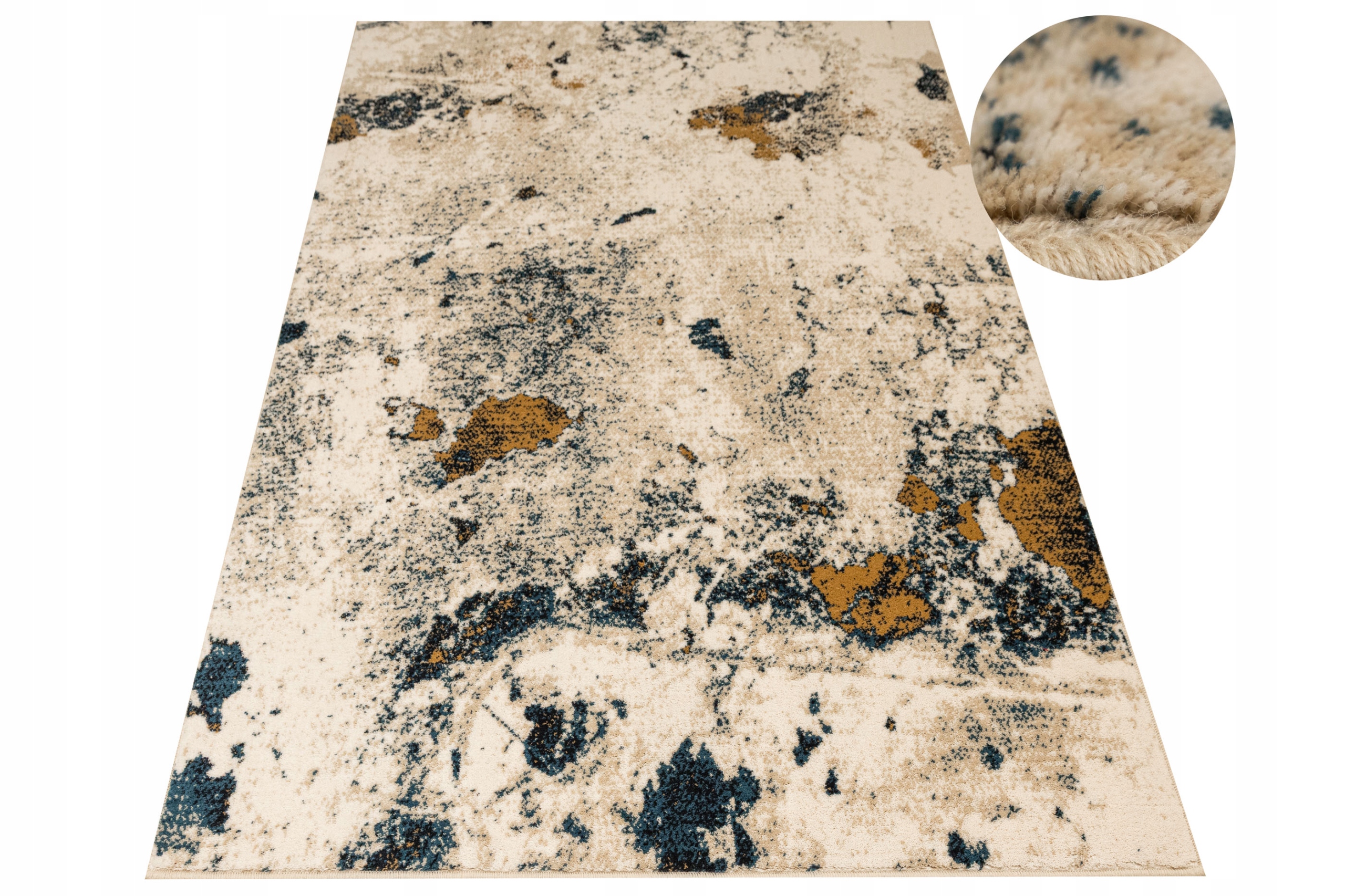 Dywan Wełna Clario Isfahan Agnella Beżowy Krem Marmur Terrazzo 160x240 cm