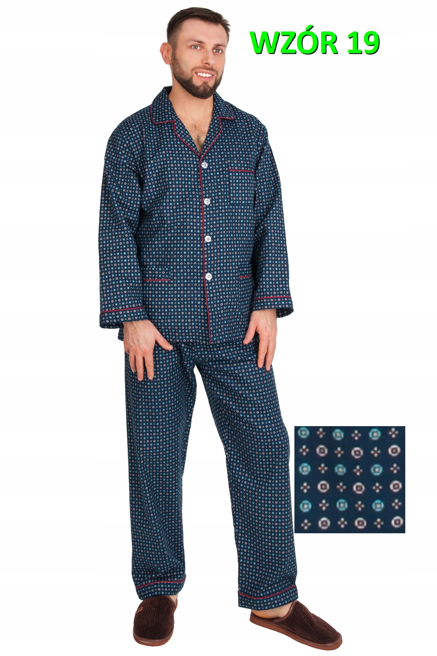 PIŻAMA MĘSKA FLANELOWA FLANELA r.L FOR-MAX 100%BAW Materiał dominujący bawełna