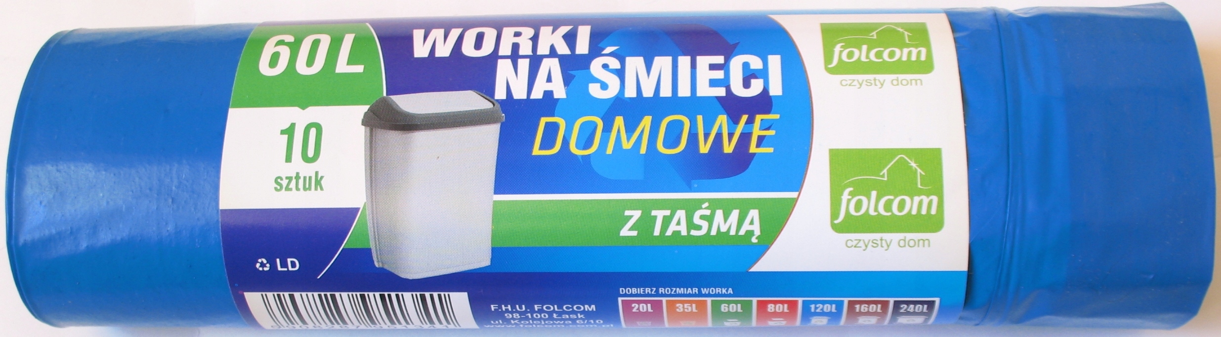 

Worki Na Śmieci Domowe/taśmą LD 60L/10 Szt. Folcom