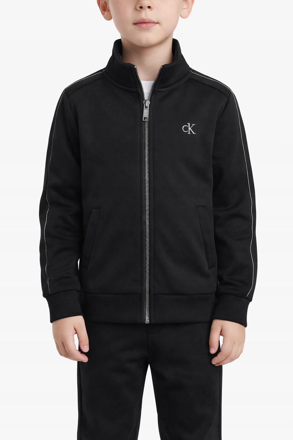 Calvin Klein Jeans Czarna Bluza Dziecięca Z Logo I Zamkiem 164-170 I4B