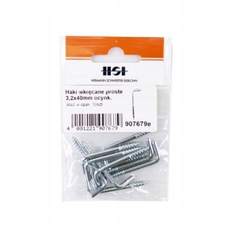 

Haczyki wkręcane hak prosty 3.2x40mm 10 szt. Hsi