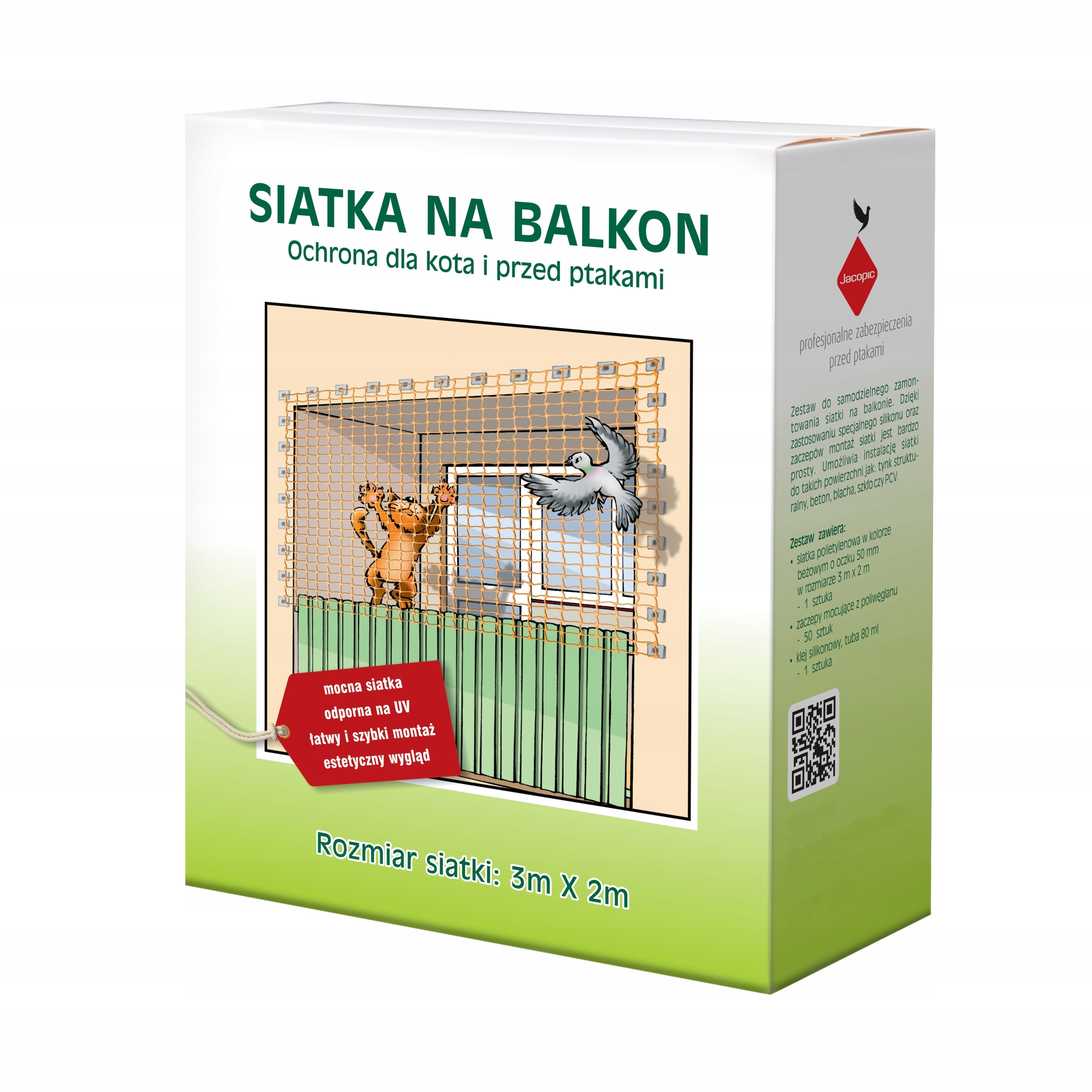 

Zestaw Siatka Na Balkon Dla Kota Bez Wiercenia 2X3