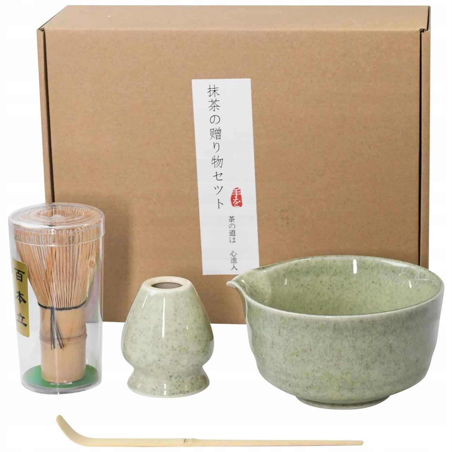 Levně Sada Na Čaj Matcha Keramika 5 Ks, Miska, Chasen, Metla, Lžička