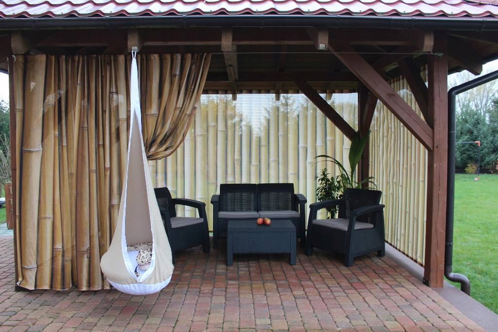 ZASŁONA FIRANKOWA GRAFICZNA OSŁONA ALTANY OD WIATRU SŁOŃCA NA WYMIAR