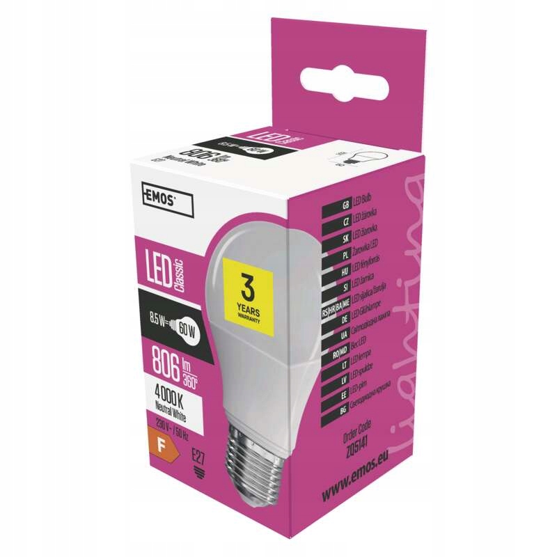 

Żarówka Led Emos Classic A60 8,5W E27 nw ZQ5141