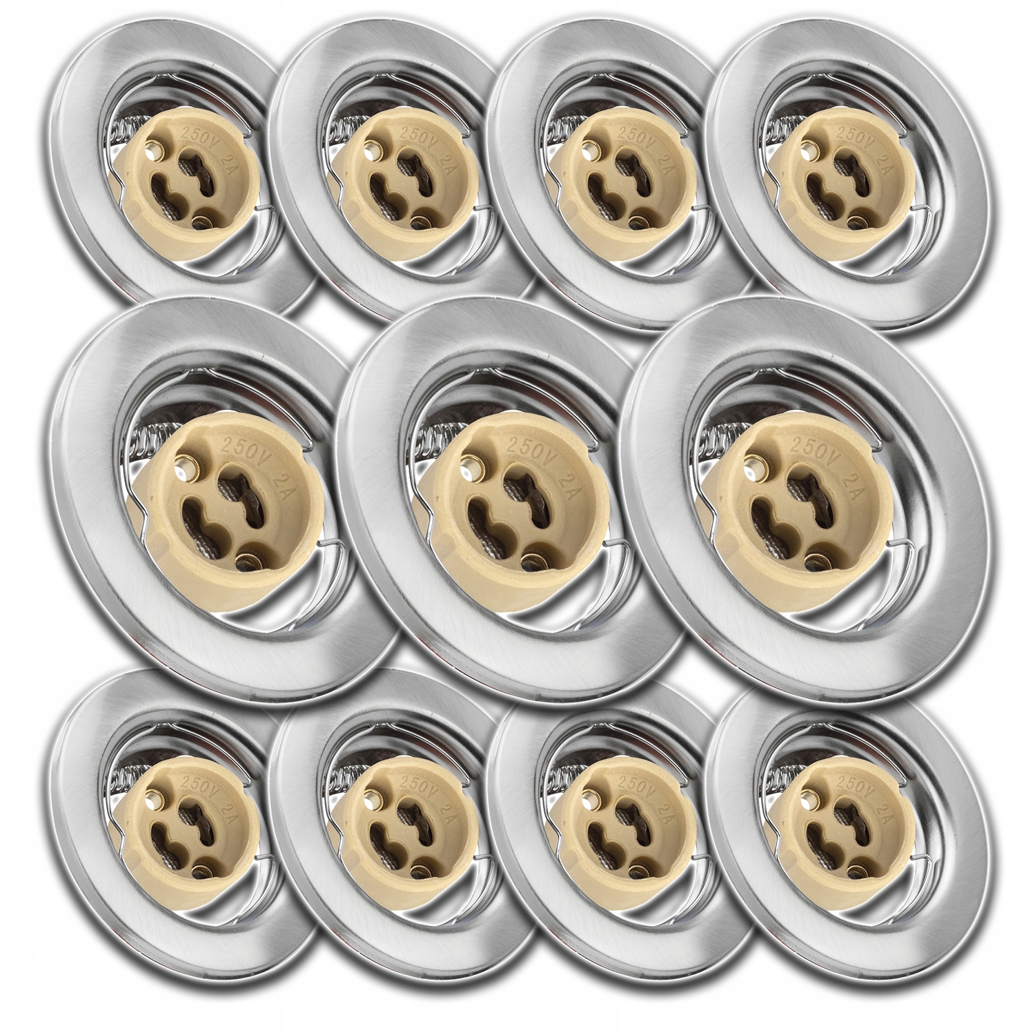 11xSATÉNOVÉ Kulaté Stropní Svítidlo Halogen+zásuvka Konektor GU10 Na Žárovku