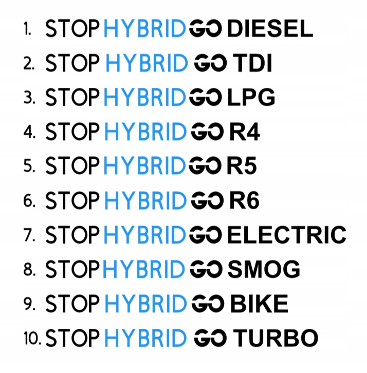Naklejka na samochód auto STOP HYBRID GO SMOG