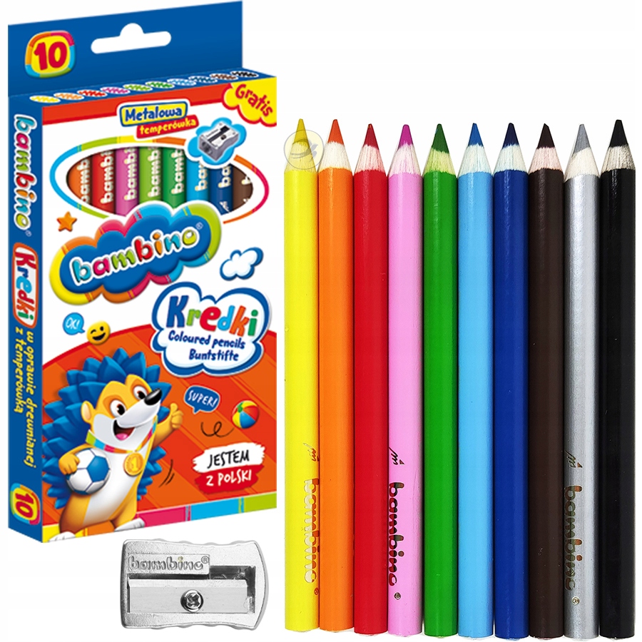 

Kredki Jumbo Grube Okrągłe Drewniane Bambino 10 Ko